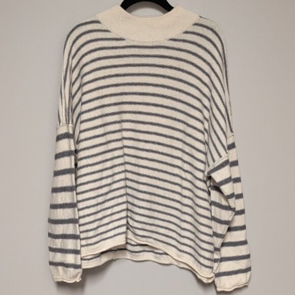 Madewell Cream and Gray Striped Turtleneck Sweater - Picture 1 of 7